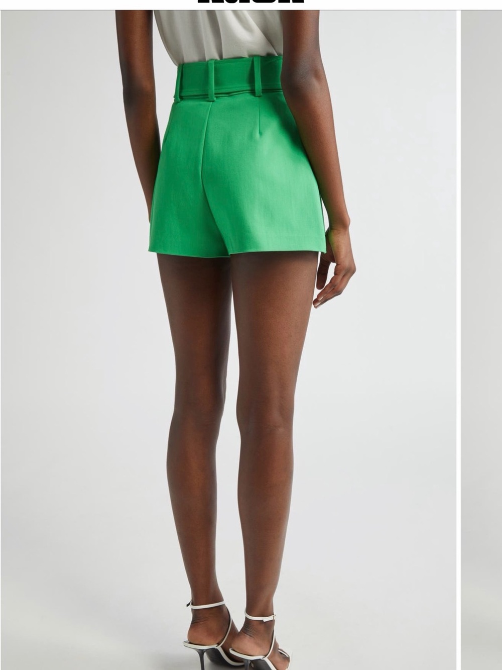 Ramy Brook Emerald Green High-Waist Belted Shorts - Picture 3 of 4
